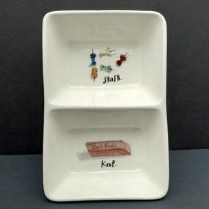 Rae Dunn Stash Keep Desk Organizer Divided Trinket Dish